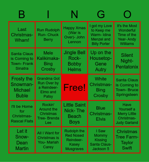 Holiday BINGO! Bingo Card