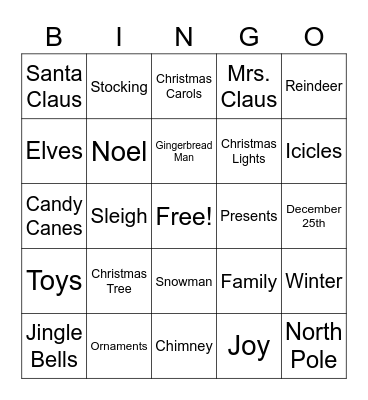 Christmas Bingo Card