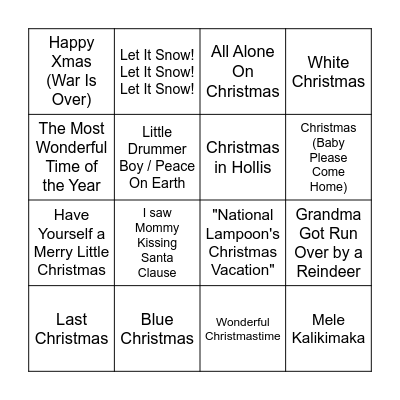 Merry Christmas OG Bingo Card