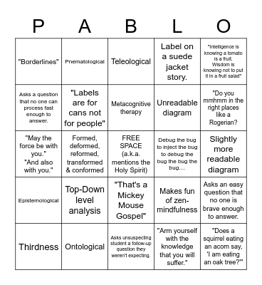 Polischuk-ism Bingo Card