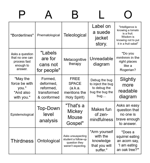 Polischuk-ism Bingo Card