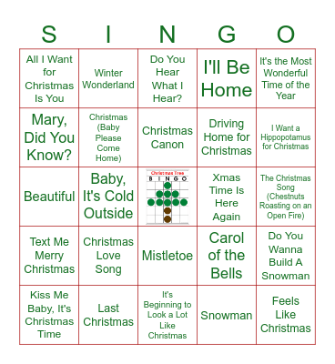 Pop Christmas Bingo Card