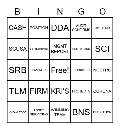 RECON REBELS Bingo Card