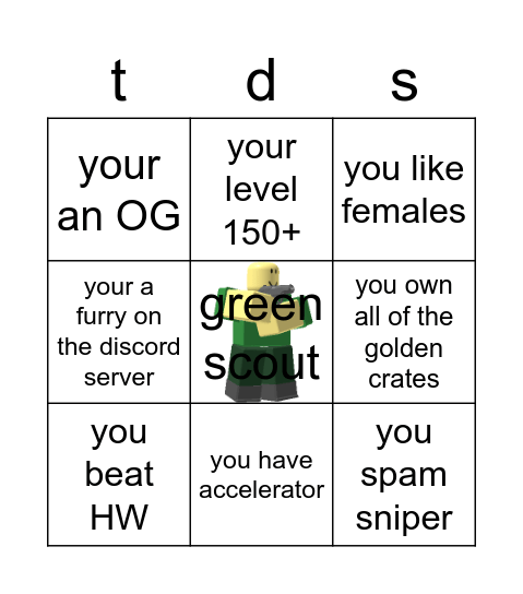 tower defense simulater Bingo Card