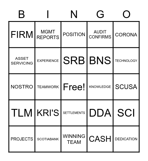 RECON REBELS Bingo Card