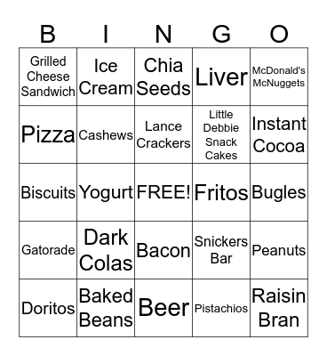 High Phosphorous Foods Bingo Card