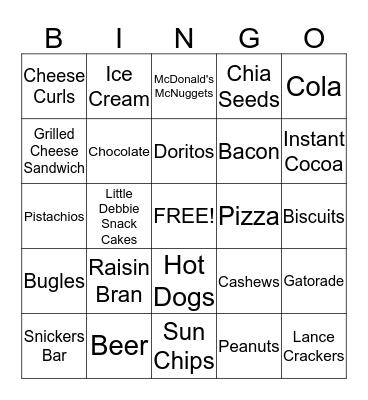 High Phosphorous Foods Bingo Card