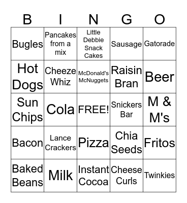 High Phosphorous Foods Bingo Card