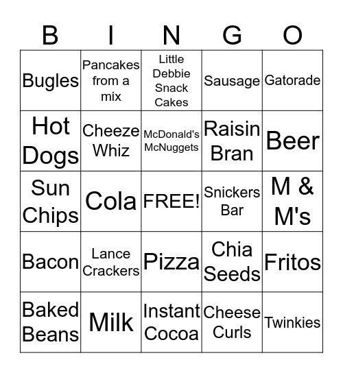 High Phosphorous Foods Bingo Card