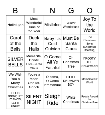 CHRISTMAS CAROLS Bingo Card