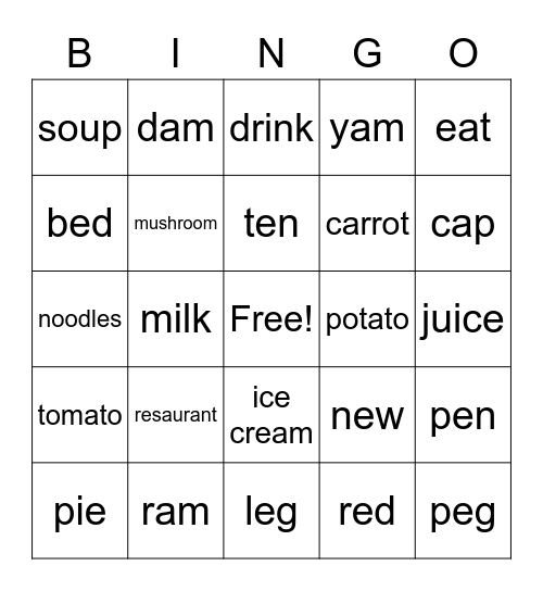 class 2 bingo Card