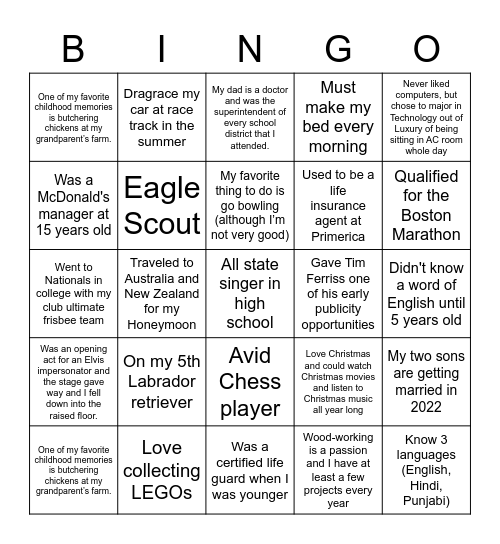 2021 ADL Holiday Event Virtual Bingo Card