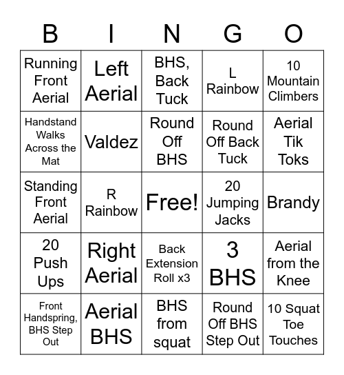 Tumbling Bingo Card