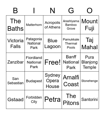 Oh the Places Kathy'll Go! Bingo Card