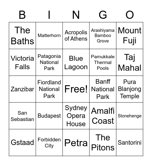 Oh the Places Kathy'll Go! Bingo Card