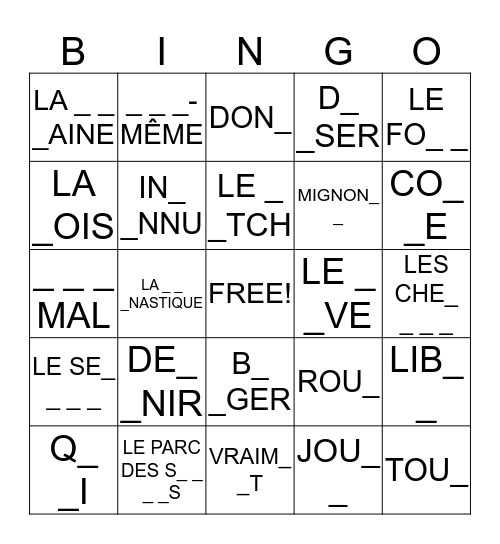 Bingo Hoofdstuk 6 voca 6.1 + 6.2 Bingo Card