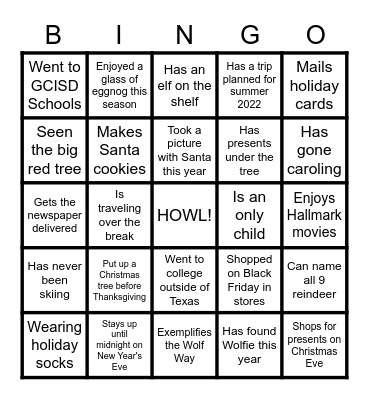 Get to know the pack! Find a wolf who... Bingo Card