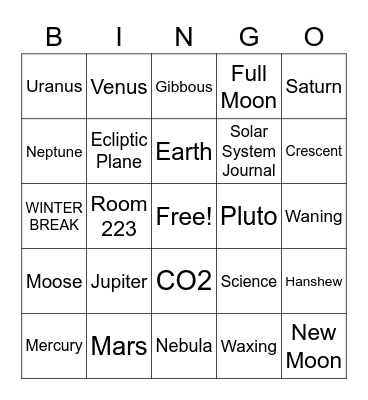 Space Bingo B V3 Bingo Card