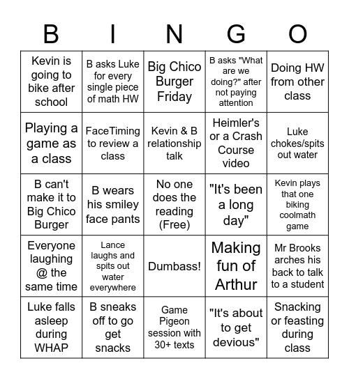 Updogs Bingo Card