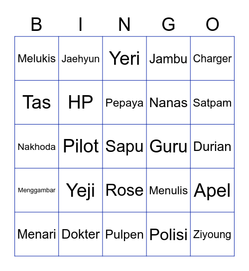 YEJIPUNYA Bingo Card