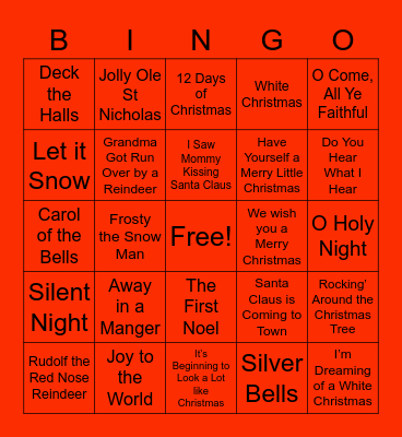 Christmas Carols Bingo Card