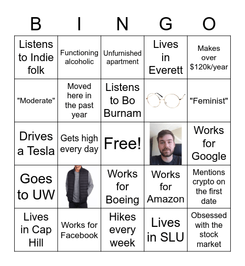 Dating Men in Seattle Bingo Card