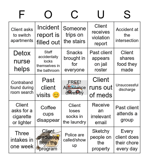 Focus XII Bingo Card