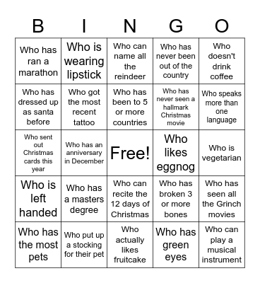 Stratholt Christmas Bingo Card