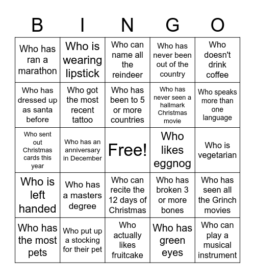 Stratholt Christmas Bingo Card