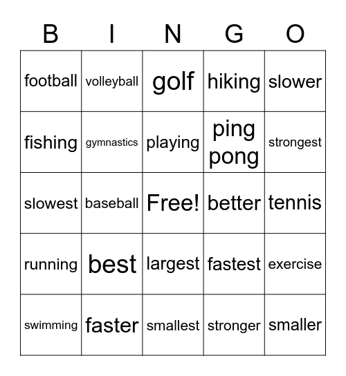 Sports Bingo Card