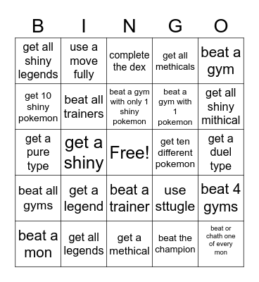 pokemon Bingo Card