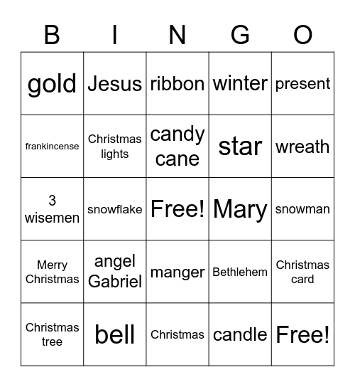 Christmas Bingo Card