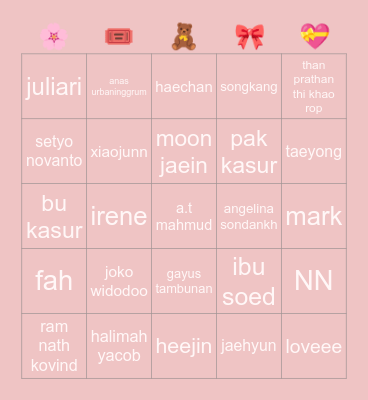 💘 love 💘 Bingo Card