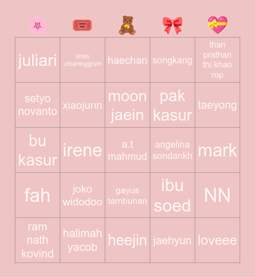 💘 love 💘 Bingo Card