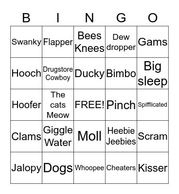 1920's Slang! Bingo Card