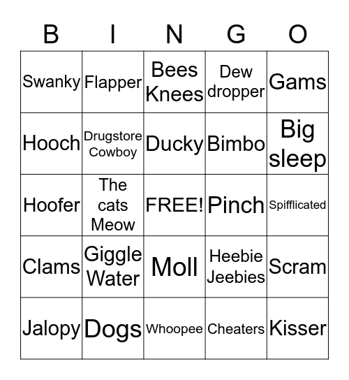 1920's Slang! Bingo Card