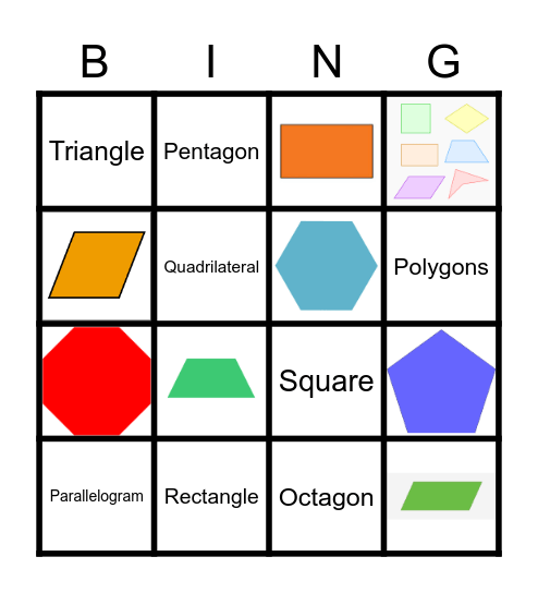 2D Shapes Bingo Card