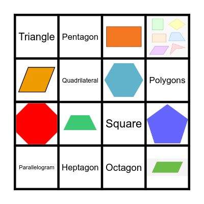 2D Shapes Bingo Card