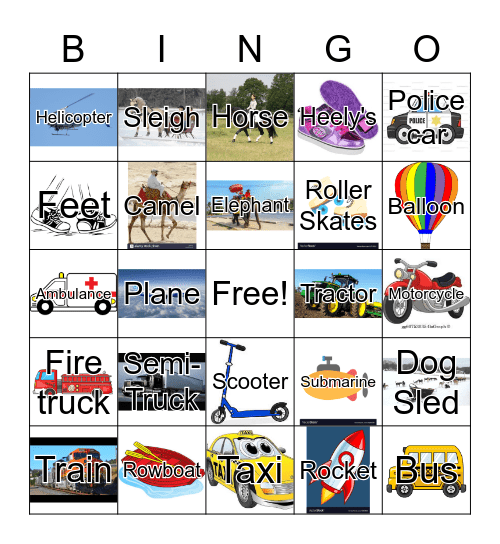 Transportation Bingo Card