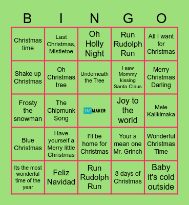 HOLIDAY MUSIC BINGO Card