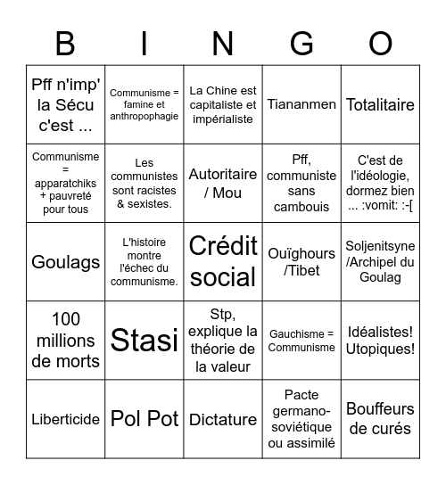 communisme = dajjâl Bingo Card