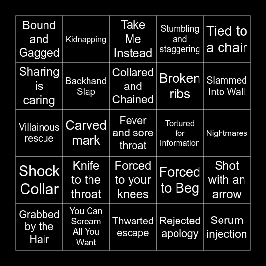 Bad Things Happen Bingo Card