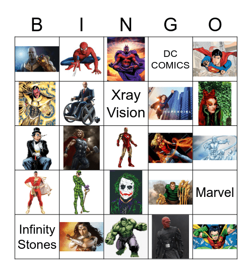 DC Comics vs Marvel Bingo Card