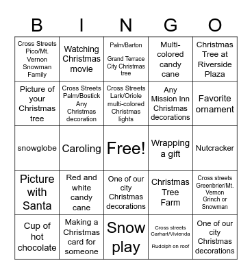 Terrace View Christmas Scavenger Hunt Bingo Card