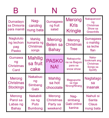 Christmas Bingo Card