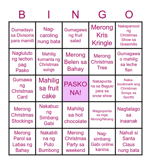 Christmas Bingo Card