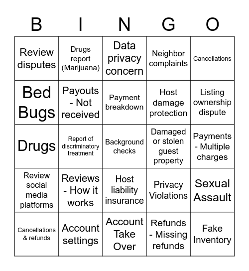 Operations Team BINGO Card