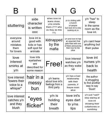 fanfic Bingo Card