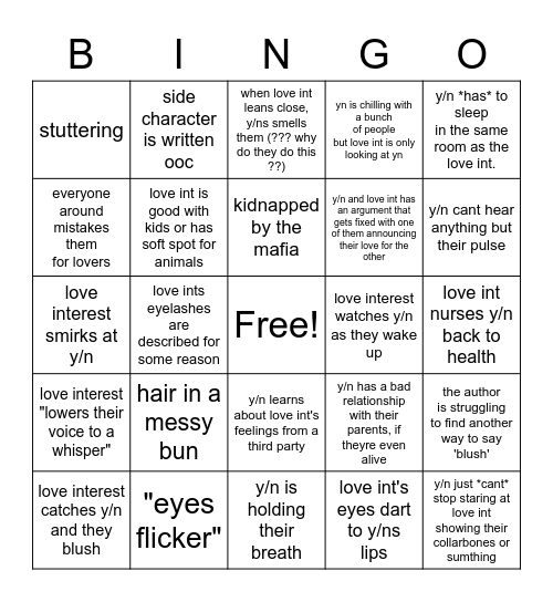 fanfic Bingo Card