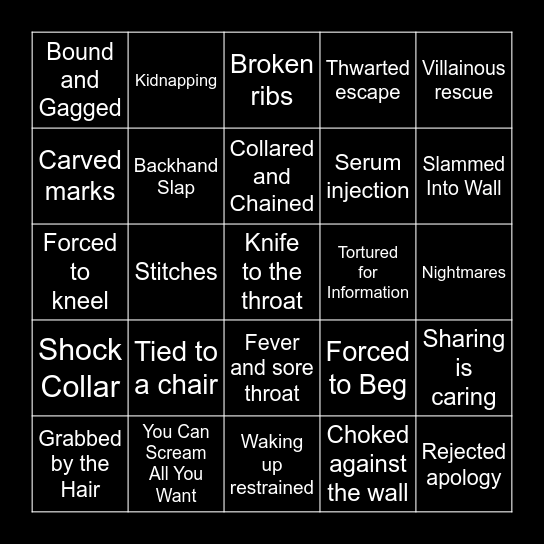 Bad Things Happen Bingo Card